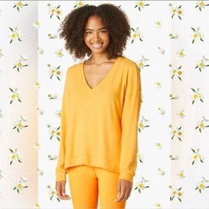 Beyond Yoga Orange V-Neck Sweater Relaxed Fit